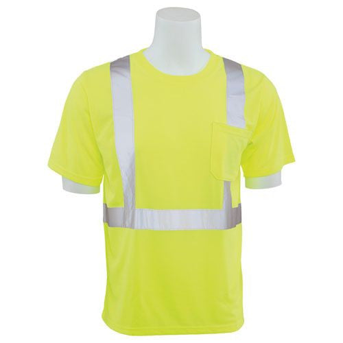 Delta Plus WEL14111HLMD 9601S Type R, Class 2 Jersey Knit Short Sleeve T-Shirt, Hi Viz Lime, MD