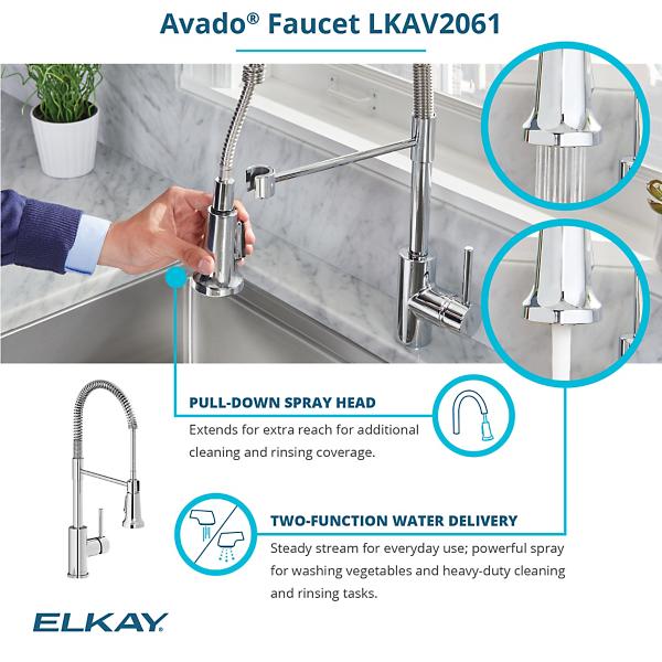 Elkay ECTSRS33229TFC Crosstown® 18 Gauge Stainless Steel 33" x 22" x 9" 1-Hole Single Bowl Dual Mount Sink Kit with Faucet