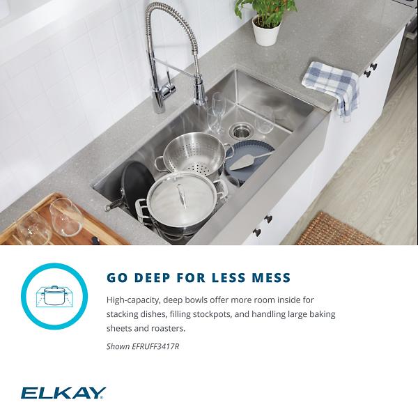 Elkay EFRUFF3417RDBG Crosstown® 16 Gauge Stainless Steel 35-7/8" x 20-1/4" x 9" Single Bowl Tall Farmhouse Sink Kit