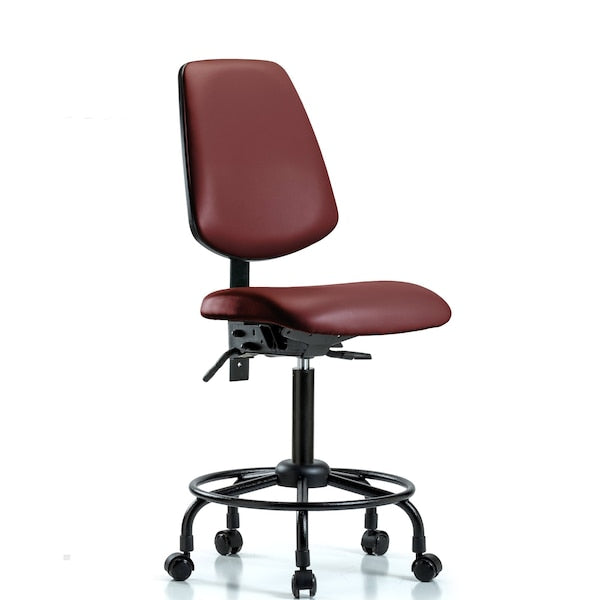 Blue Ridge Ergonomics VMBCH-MB-RT-T1-A0-RC-8815 Rutledge Vinyl Chair - Medium Bench Height with Round Tube Base, Medium Back, Seat Tilt, & Casters in Borscht Supernova™ Vinyl