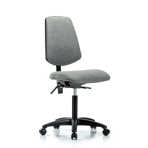 Blue Ridge Ergonomics FMBCH-MB-RG-T1-A0-NF-RC-F44 Rutledge Fabric Chair - Medium Bench Height with Medium Back, Seat Tilt, & Casters in Gray Fabric