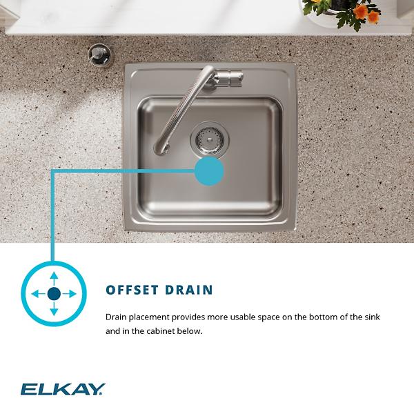 Elkay LRAD191950 Lustertone® Classic Stainless Steel 19-1/2" x 19" x 5" Single Bowl Drop-in ADA Sink