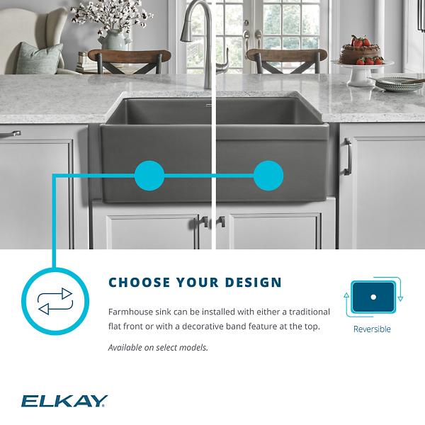 Elkay SWUF28179WHC Fireclay 30" x 19-15/16" x 9-1/8" Single Bowl Farmhouse Sink Kit White