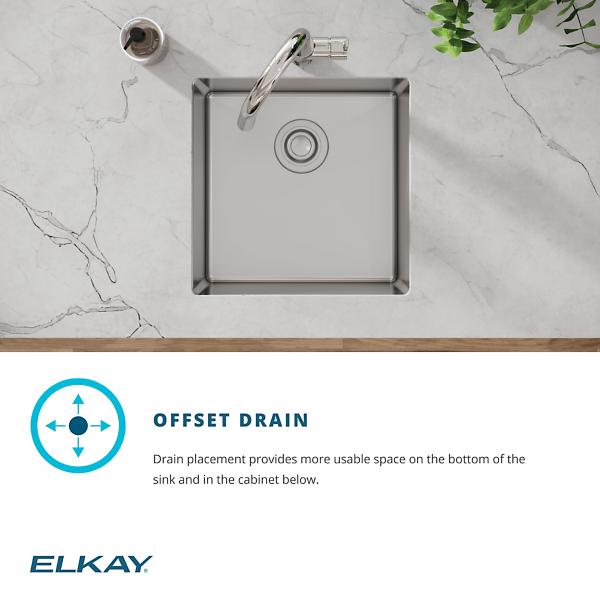 Elkay ECTRU17179TFCBC Crosstown® 18 Gauge Stainless Steel 18-1/2" x 18-1/2" x 9" Single Bowl Undermount Sink & Faucet Kit with Bottom Grid & Drain