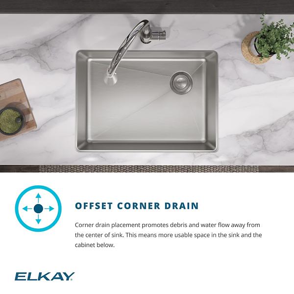 Elkay ECTRU24169RTFCW Crosstown® 18 Gauge Workstation Stainless Steel 25-1/2" x 18-1/2" x 9" Single Bowl Undermount Sink & Faucet Kit
