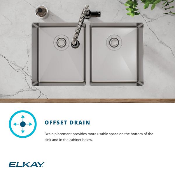 Elkay ECTRU31179TFMC Crosstown® 18 Gauge Stainless Steel 31-1/2" x 18-1/2" x 9" Equal Double Bowl Undermount Sink & Faucet Kit with Drain