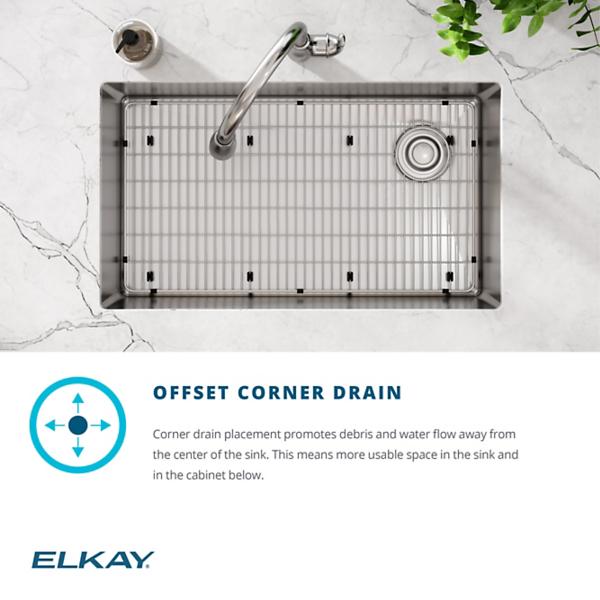 Elkay ECTRU30179RTFBC Crosstown® 18 Gauge Stainless Steel 31-1/2" x 18-1/2" x 9" Single Bowl Undermount Sink & Faucet Kit with Bottom Grid & Drain