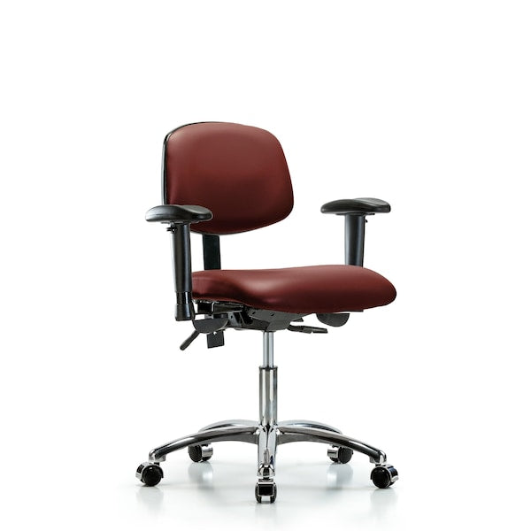 Blue Ridge Ergonomics VDHCH-CR-T1-A1-CC-8815 Rutledge Vinyl Chair Chrome - Desk Height with Seat Tilt, Adjustable Arms, & Casters in Borscht Supernova™ Vinyl