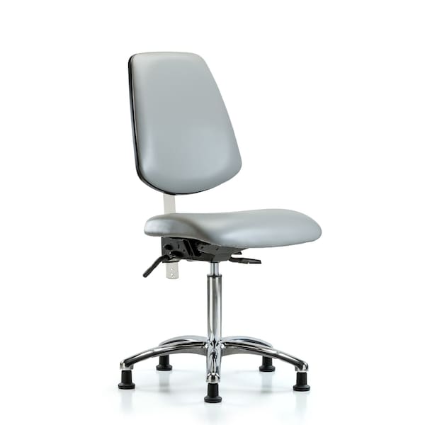 Blue Ridge Ergonomics NCR-VMBCH-MB-CR-T1-A0-NF-RG-8567 Class 100 Vinyl Clean Room Chair - Medium Bench Height with Medium Back, Seat Tilt, & Stationary Glides in Dove Trailblazer™ Vinyl