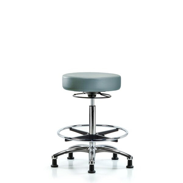 Blue Ridge Ergonomics VHBSO-CR-CF-RG-8822 Rutledge Vinyl Stool without Back Chrome - High Bench Height with Chrome Foot Ring & Stationary Glides in Storm Supernova™ Vinyl
