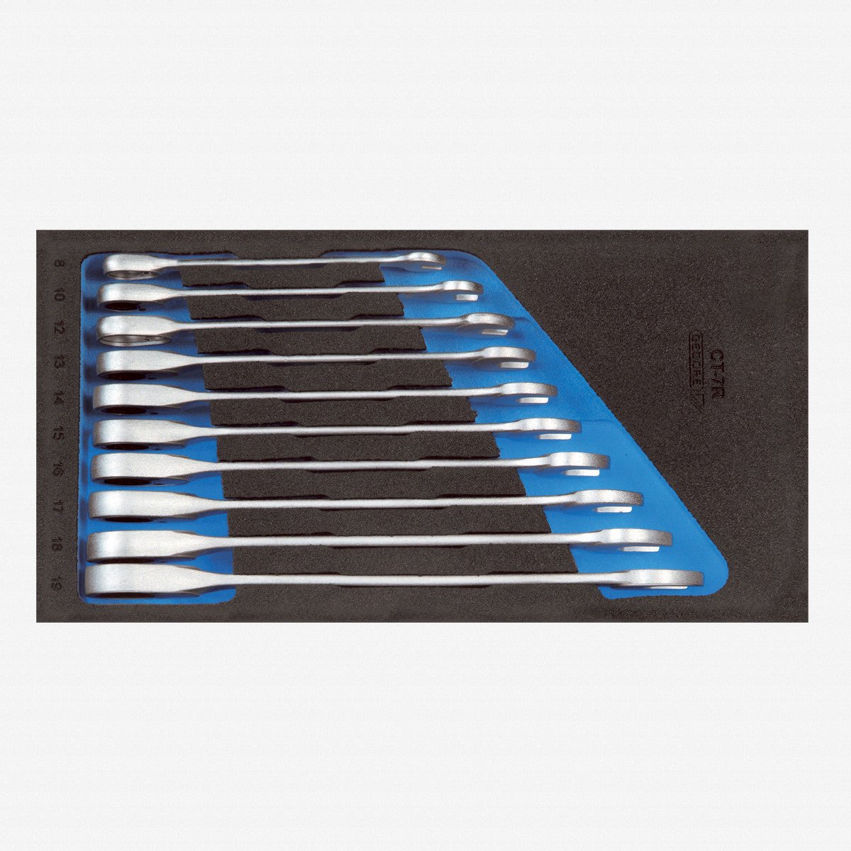 Gedore 2308894 1500 CT1-7 R Metric Combination Ratcheting Wrench Set in 1/3 CT Module, 10 Pieces
