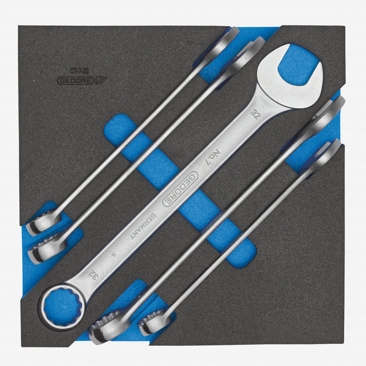 Gedore 2308886 1500 CT2-7-32 Metric Combination Wrench Set in 2/3 CT Module, 23 - 32 mm, 5 Pieces