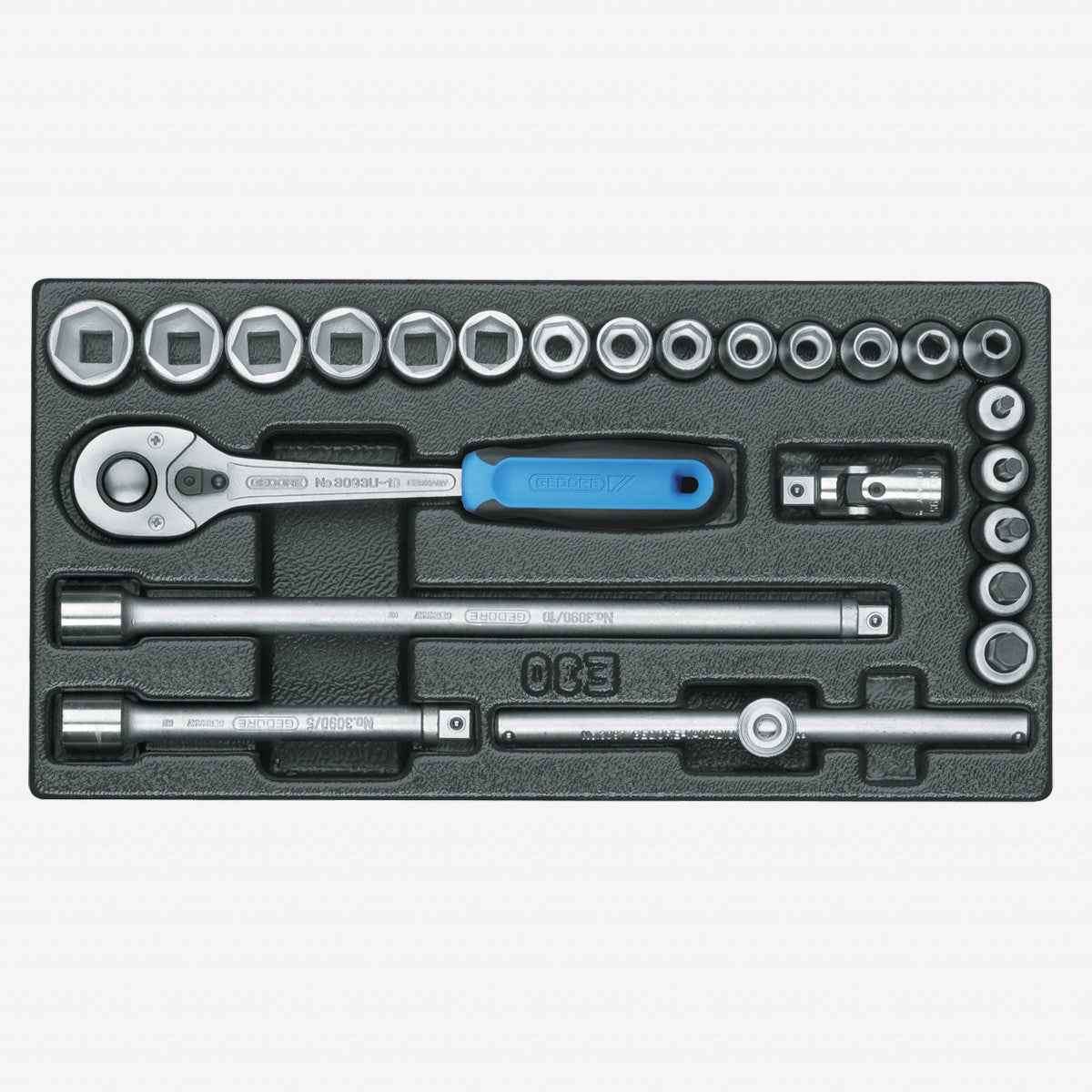 Gedore 6626070 1500 ES-30 3/8" Socket Set in 1/3 ES Tool Module, 24 Pieces