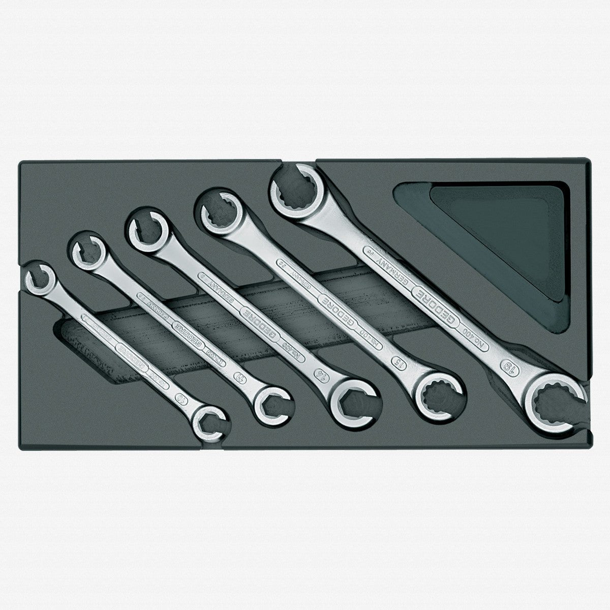 Gedore 1731157 1500 ES-400 Metric Flare Nut Wrenches in 1/3 ES Tool Module, 8 - 19 mm, 5 Pieces