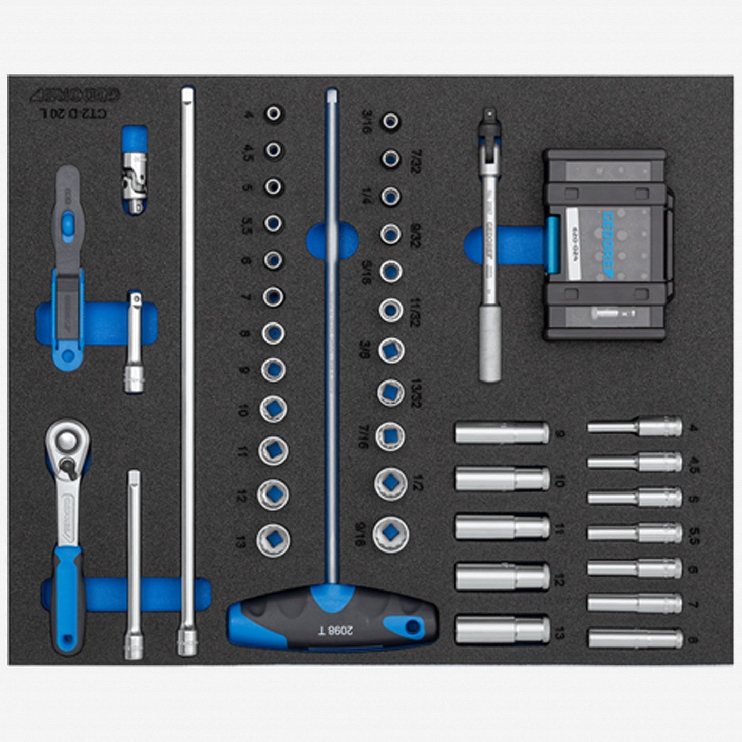 Gedore 2016478 2005 CT2-D 20 Screwdriver bit socket set 1/4" in 2/4 CT tool module, 67 pieces