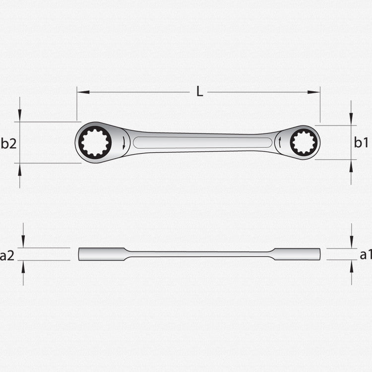 Gedore 2306816 4 R 17x19 Flat ring ratchet spanner 17x19 mm
