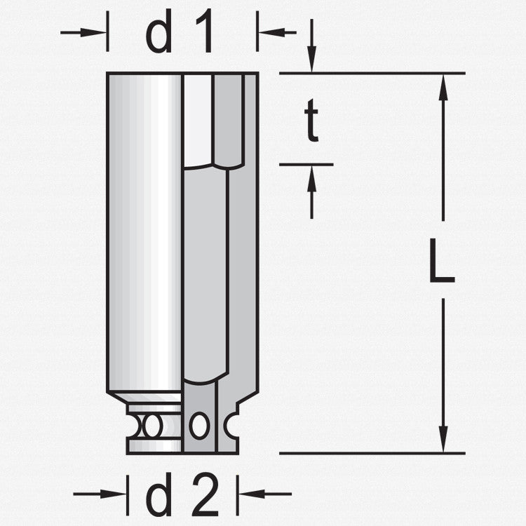 Gedore 6163110 K 19 L 8 Impact socket 1/2", long 8 mm