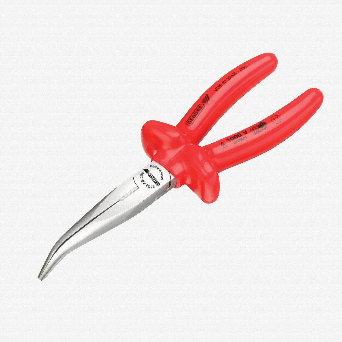 Gedore 6721730 VDE 8132 AB-160 VDE Bent Nose Telephone Pliers, 160 mm