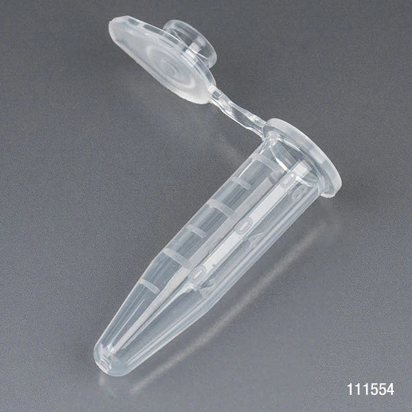 Globe Scientific 111554 Microcentrifuge Tube 0.5mL PP Attached Snap Cap Graduated Natural Certified Rnase Dnase and Pyrogen Free 500/Stand Up Zip Lock Bag