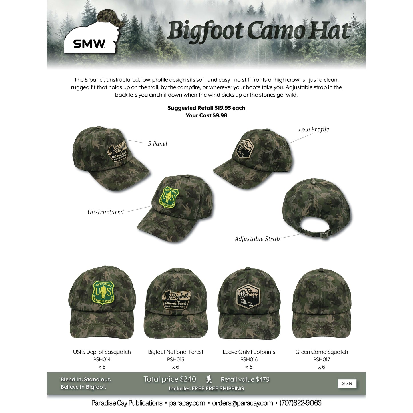 Paradise Clay SPS13 Squatch Metalworks Package Deal - Bigfoot Hats (WHOLESALE ONLY) SPS13