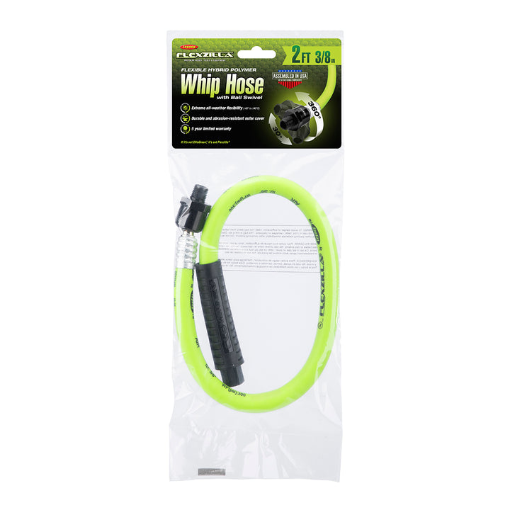 FlexZilla HFZ3802YW2B Whip Hose with Ball Swivel, 3/8" x 2'