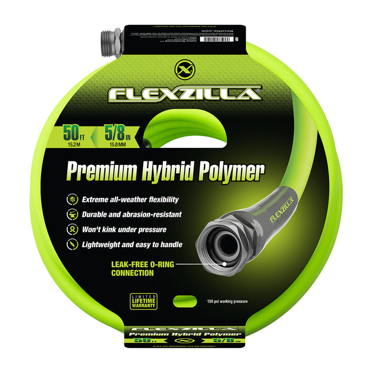 FlexZilla HFZG550YW Garden Hose, 5/8" x 50', 3/4" - 11 1/2 GHT Fittings