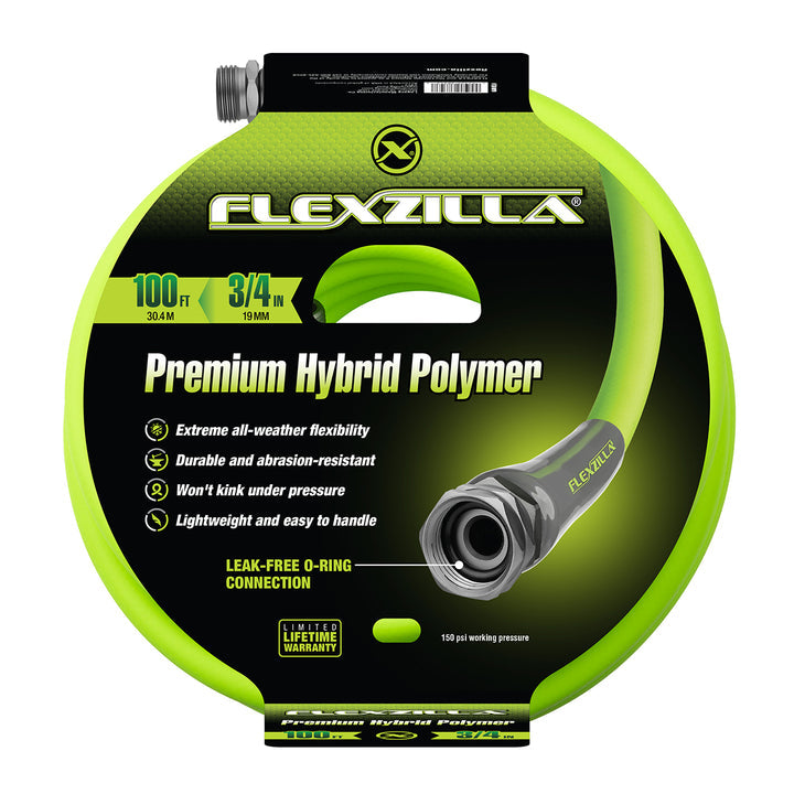 FlexZilla HFZG6100YW Garden Hose, 3/4" x 100', 3/4" - 11 1/2 GHT Fittings