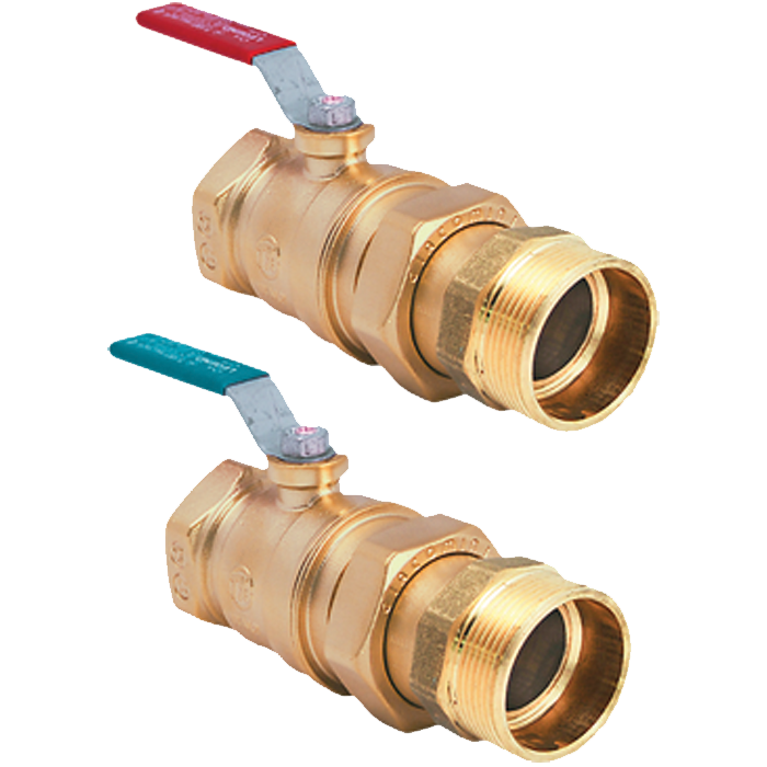 Legend Valves 822-857 1-1/2" Isolation Valve with Thermometer, Red & Blue Pair; for M-8220 & M-8400 High Capacity Brass Manifolds