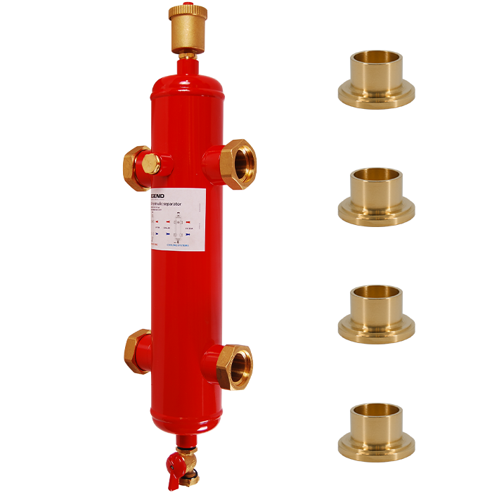 Legend Valves 800-837S 1-1/2" LegendConnect Painted Steel Hydraulic Separator Body with Sweat Connectors, Automatic Air Vent, Check Valve Adapter, Purge Valve, and Insulation Jacket
