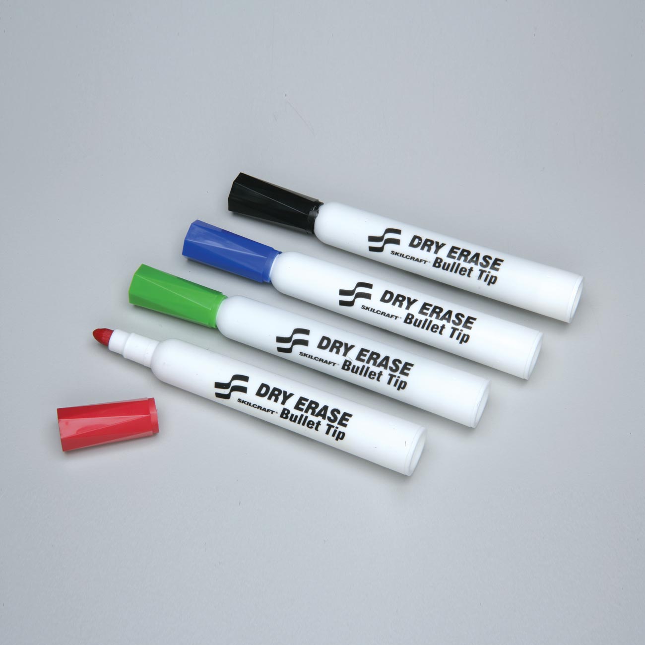 AbilityOne 7520013837950 SKILCRAFT Dry Erase Marker - Bullet Marker Point Style - Blue, Black, Red, Green - 4/Pack