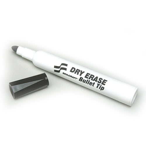 AbilityOne 7520015105655 SKILCRAFT Dry Erase Marker - Bullet Marker Point Style - Black - 1Dozen