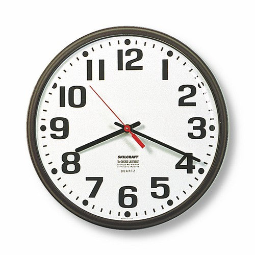 AbilityOne 6645005143523 SKILCRAFT Electric Slimline Wall Clock - 9 1/4" Diameter, Brown - Analog