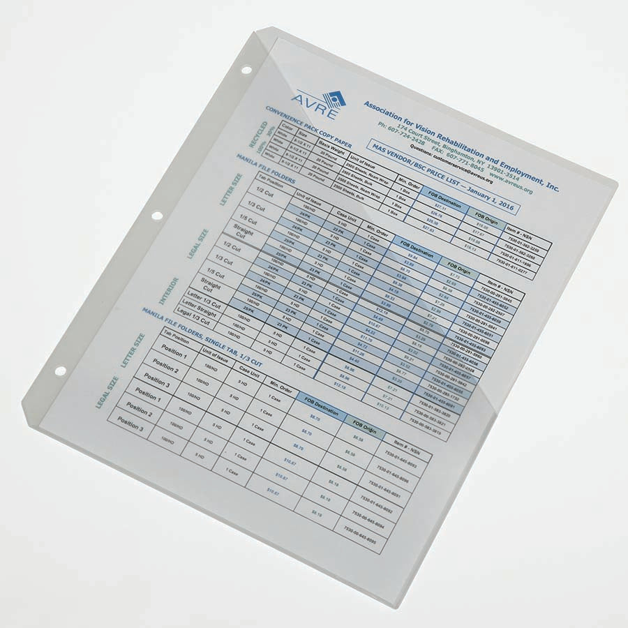 AbilityOne 7520016615820 SKILCRAFT Three-Ring Slash Style Project File Jacket Clear