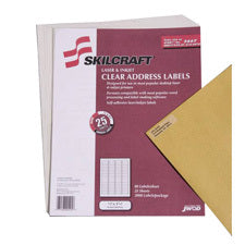 AbilityOne 7530015144912 SKILCRAFT Address Label - 4.12" Width x 3.33" Length - 50 / Box - Rectangle - Laser, Inkjet - Clear