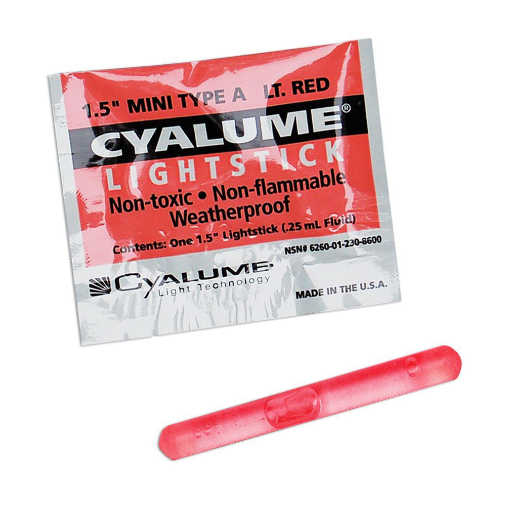 AbilityOne 6260012308600 LC Industries Cyalume Lightstick - 1.5" RD mini 50CT - 1.50" Length - 4 Hour Glow Time - Light Red
