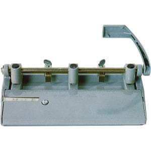 AbilityOne 7520002633425 SKILCRAFT Adjustable Heavy-duty 3-Hole Punch - 3 Punch Head(s) - 28 Sheet Capacity - 2/5" Punch Size - Round Shape - Gray