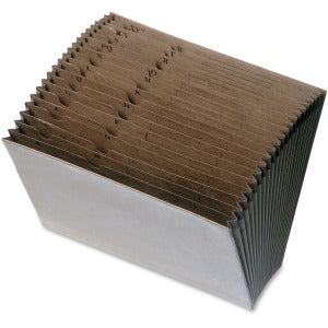 AbilityOne 7520002861722 SKILCRAFT Expanding A-Z File Pocket - Letter - 8 1/2" x 11" Sheet Size - 15" Expansion - 21 Pocket(s) - Leather - Brown - Recycled - 1 Each