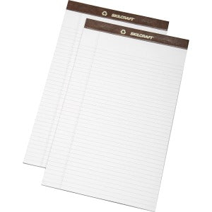 AbilityOne 7530013723109 SKILCRAFT Writing Pad - 50 Sheets - 16 lb Basis Weight - Legal 8 1/2" x 14" - White Paper - Perforated, Back Board, Leatherette Head Strip, Heavyweight - 1Dozen