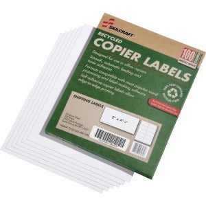 AbilityOne 7530015872621 SKILCRAFT 7530-01-587-2621 Shipping Copier Label - 2" Width x 4.25" Length - 10 / Sheet - Rectangle - Laser, Inkjet - White - 1000 / Box