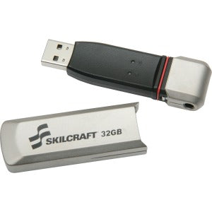 AbilityOne 7045015999355 SKILCRAFT 10-key PIN-pad USB Flash Drive - 32 GB - USB 2.0 - Silver - 1 Pack - Tamper Evident, Water Proof, Dust Proof, Rugged Design, Encryption Support
