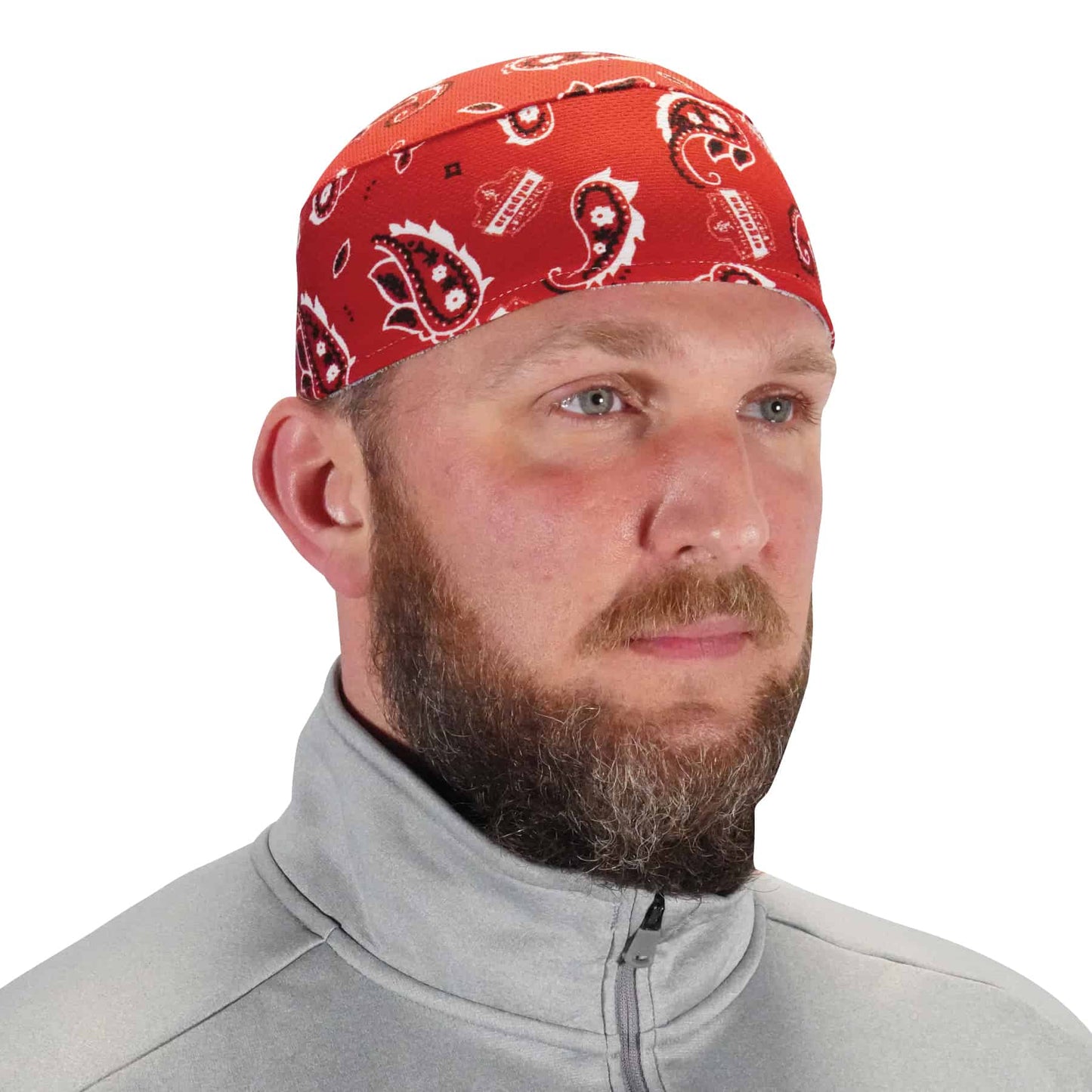 Chill-Its 6630 Red Western Skull Cap - Terry Cloth