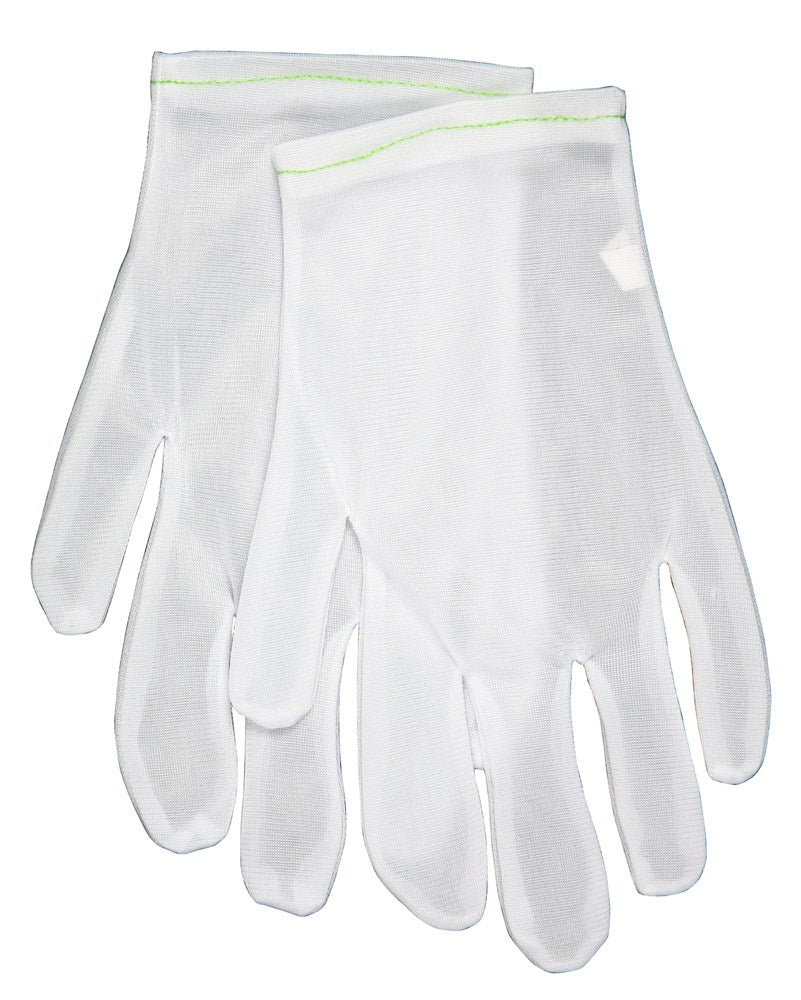 MCR Safety 8710S White Inspectors Gloves Reversible and Hemmed 100% Nylon, Low Lint Straight Thumb Ladies Sizing (1 DZ)