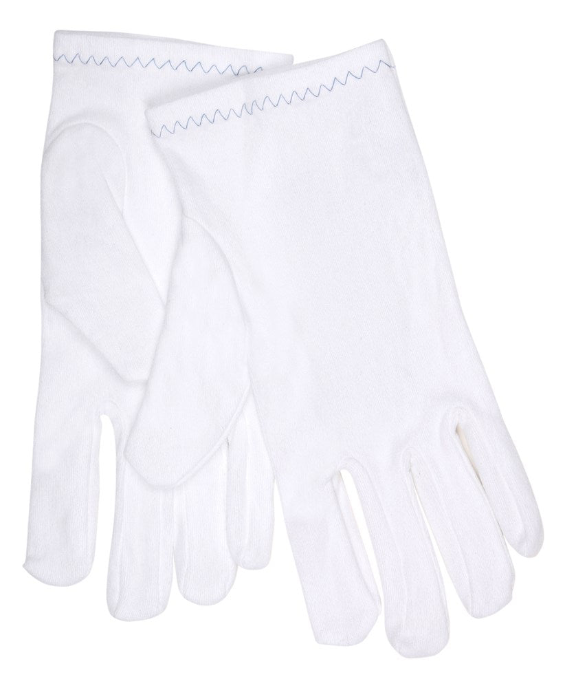 MCR Safety 8771L White Inspectors Gloves Reversible and Hemmed 100% Stretch Polyester, Low Lint Finger Fourchettes Inset Thumb (1 DZ)