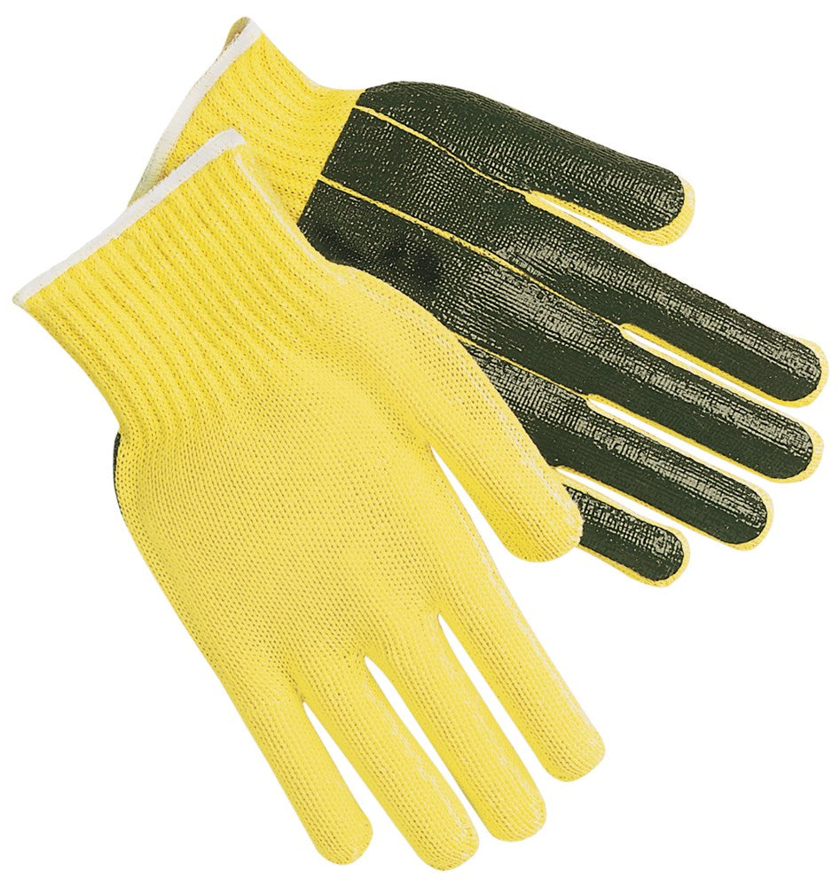 MCR Safety 9368L MCR Safety Cut Pro® 7-Gauge Kevlar® with Cotton Interior Cut-Resistant Work Gloves Black PVC Palm Coating Regular Weight (1 DZ)