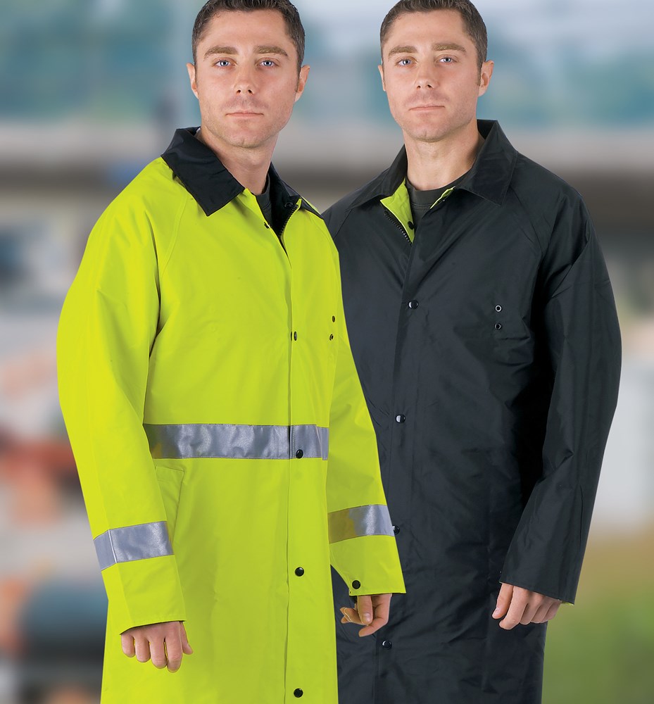 MCR Safety 7368CRL Luminator® Series Hi-Vis Reflective Rain Gear .54mm Nylon / PVC - PVC / Nylon Premium Waterproof Raincoat Reversible Coat Lime to Black (1 EA)
