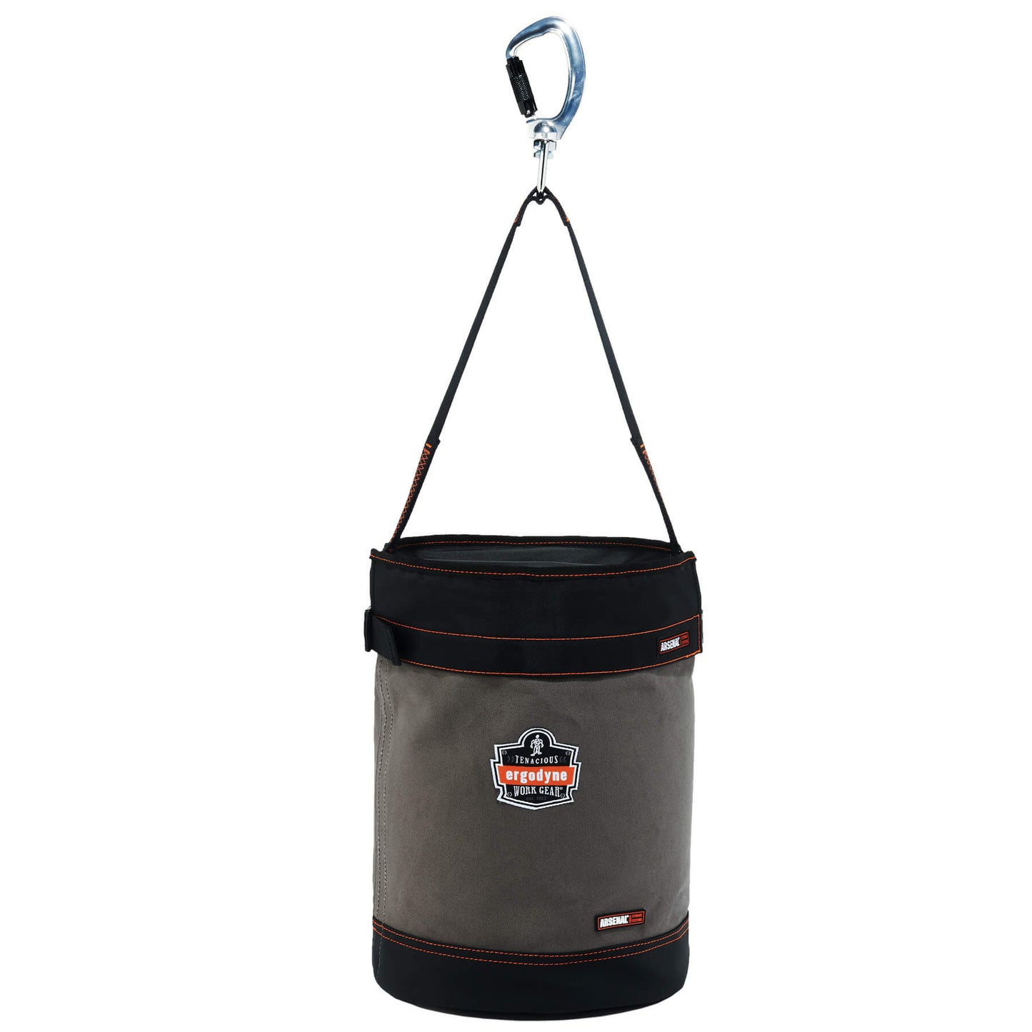 Arsenal 5940T L Gray Swiveling Carabiner Canvas Hoist Bucket with Top