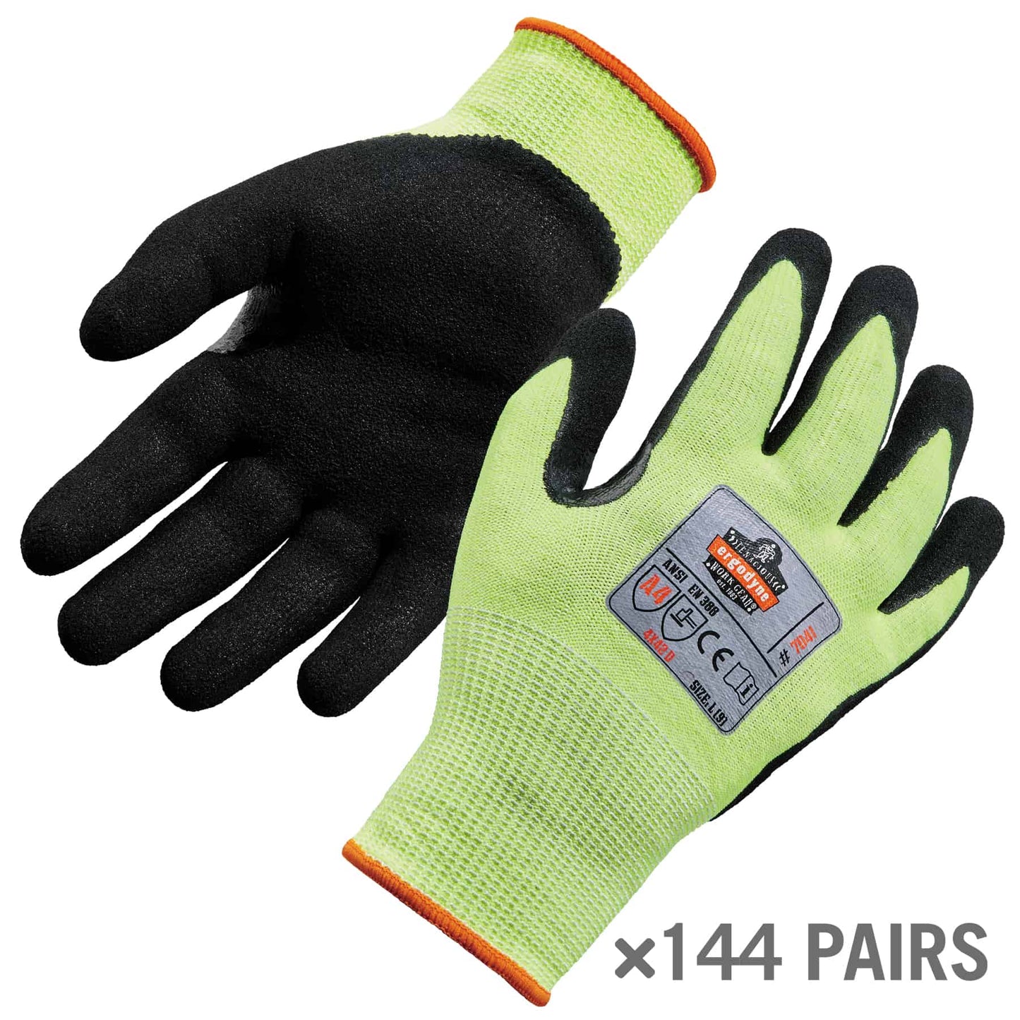 ProFlex 7041-Case XL Lime Hi-Vis Nitrile-Coated Level 4 Cut Gloves - Case