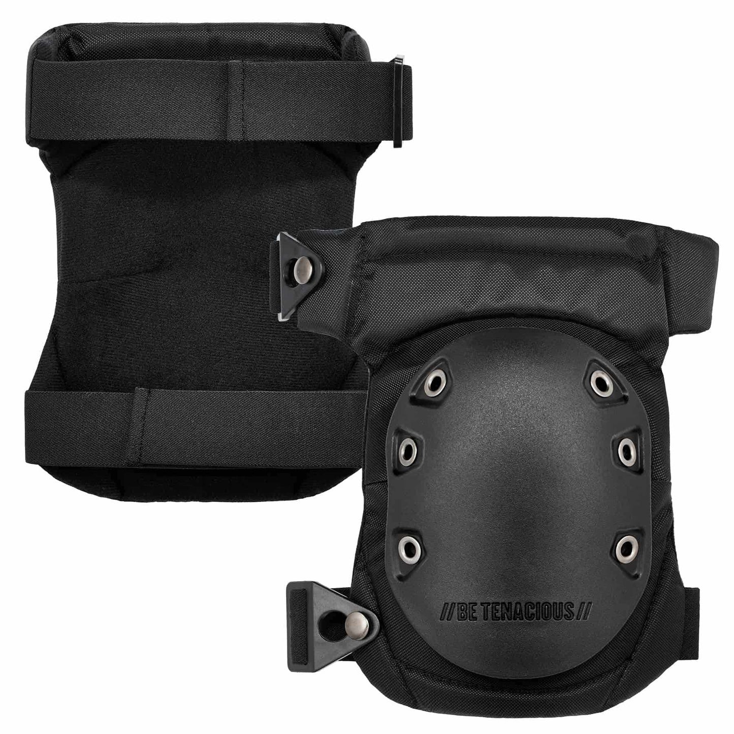 ProFlex 435 Black Cap Hinged Rubber Cap Gel Knee Pad w/ Buckles