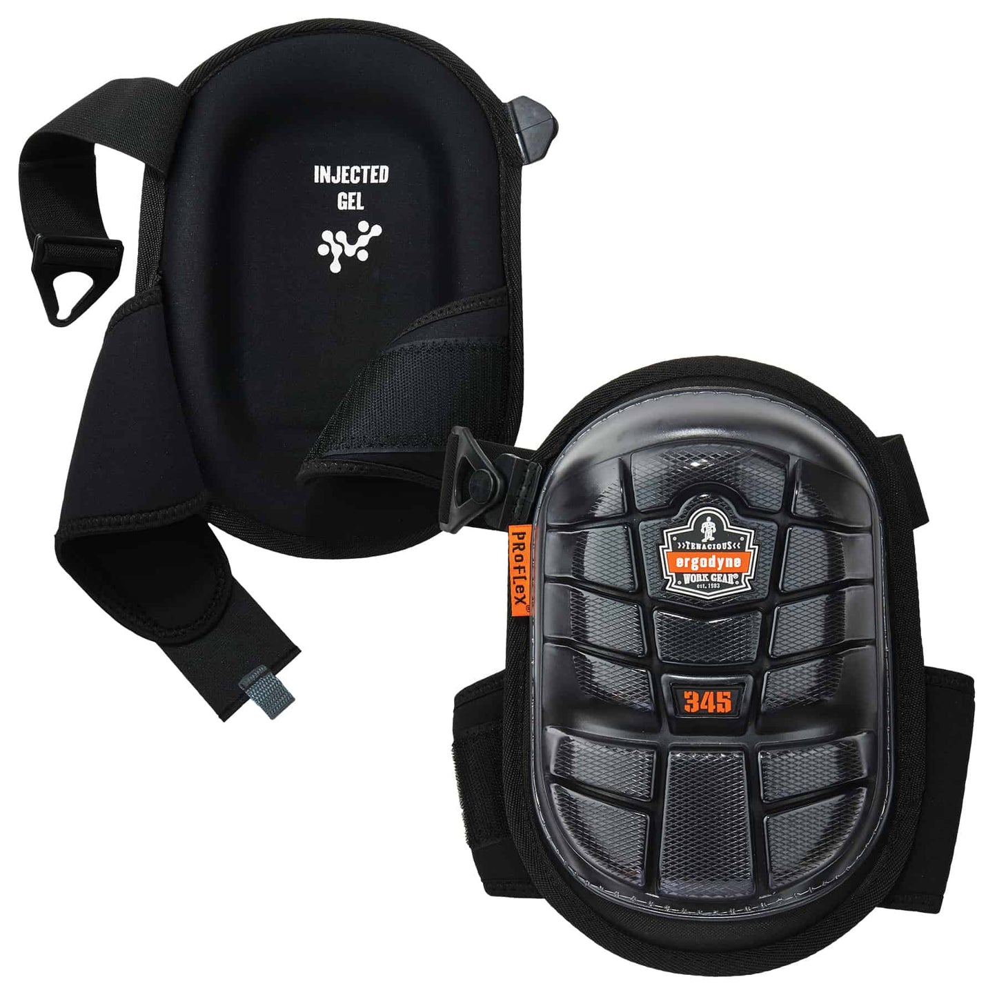 ProFlex 345 Black Long Cap Injected Gel Knee Pads