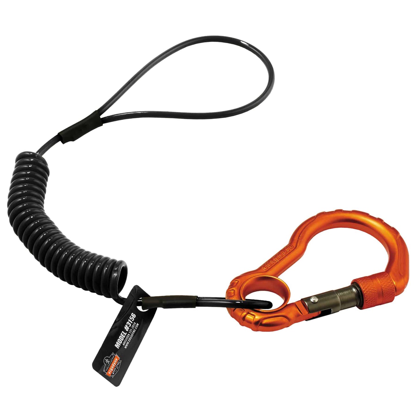 Squids 3156 Black Coil Tool Lanyard w/ Single Carabiner 2lbs / 0.9kg